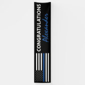 US-vlag politie | Dunne blauwe lijn Spandoek (Verticaal)