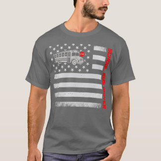 US-vlaggenmasker voor schoolbuschauffeur T-shirt