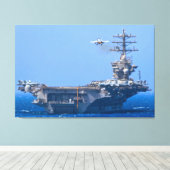 US VLIEGTUIG CARRIER - CVN 68 32x48 Canvas Afdruk (Insitu (Houten vloer))
