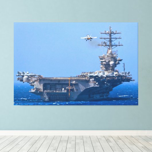 US VLIEGTUIG CARRIER - CVN-68 40x60 Canvas Afdruk (Insitu (Houten vloer))