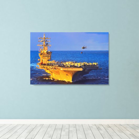 US VLIEGTUIG CARRIER - CVN-69 24x36 Canvas Afdruk (Insitu (Houten vloer))