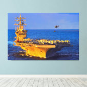 US VLIEGTUIG CARRIER - CVN-69 32x48 Canvas Afdruk (Insitu (Houten vloer))