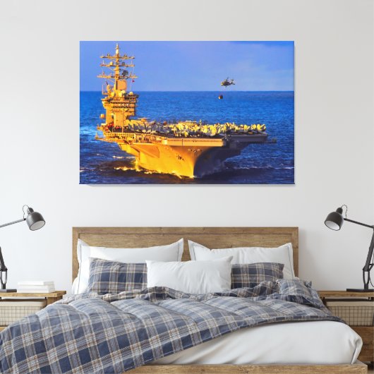 US VLIEGTUIG CARRIER - CVN-69 32x48 Canvas Afdruk (Insitu (Slaapkamer))