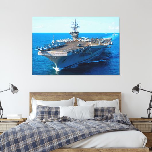 US VLIEGTUIG CARRIER - CVN-69 40x60 Canvas Afdruk (Insitu (Slaapkamer))