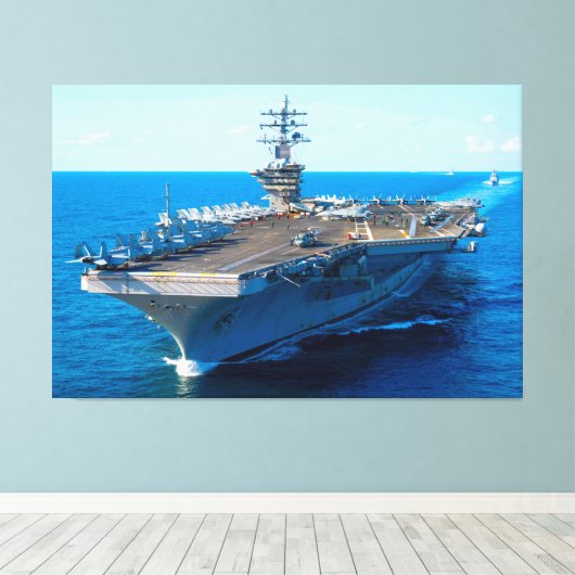 US VLIEGTUIG CARRIER - CVN-69 40x60 Canvas Afdruk (Insitu (Houten vloer))