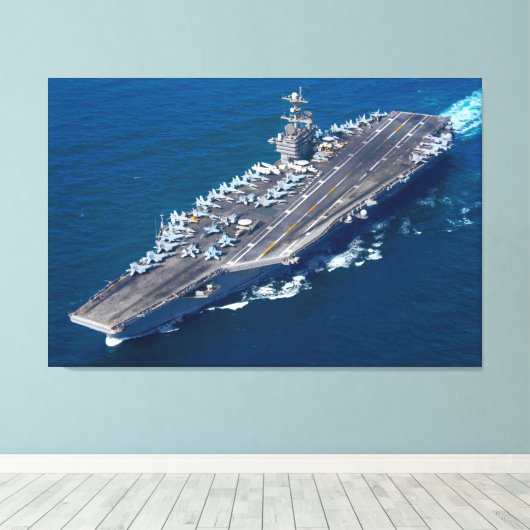 US VLIEGTUIG CARRIER - CVN-74 32x48 Canvas Afdruk (Insitu (Houten vloer))