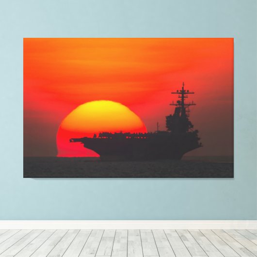 US VLIEGTUIG CARRIER - CVN-77 32x48 Canvas Afdruk (Insitu (Houten vloer))