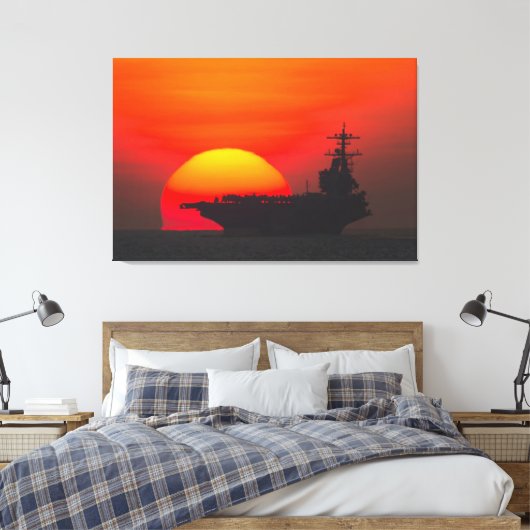 US VLIEGTUIG CARRIER - CVN-77 32x48 Canvas Afdruk (Insitu (Slaapkamer))