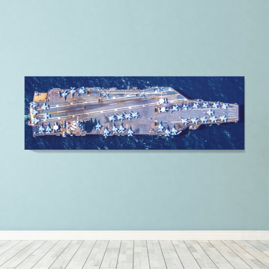 US VLIEGTUIG CARRIER - CVN 78 (48x16 inch) Canvas Afdruk (Insitu (Houten vloer))