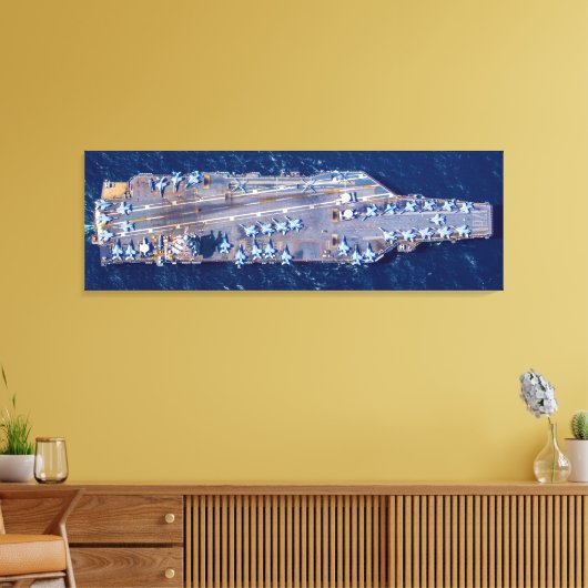 US VLIEGTUIG CARRIER - CVN 78 (48x16 inch) Canvas Afdruk (Insitu (Woonkamer))