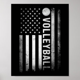 US Volleyball Practice USA Flag American Women Man Poster