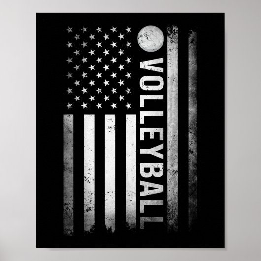 US Volleyball Practice USA Flag American Women Man Poster (Voorkant)