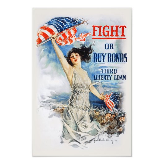 US War Bonds Fight Buy Third Liberty Loan WWI Foto Afdruk (Voorkant)