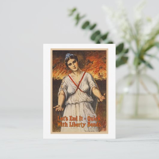 US War Bonds Let's End It Quick WI Propaganda Briefkaart (Staand voorkant)