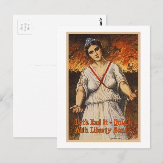 US War Bonds Let's End It Quick WI Propaganda Briefkaart (Voorkant / Achterkant)