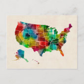 US Waterverf Map Briefkaart (Voorkant)