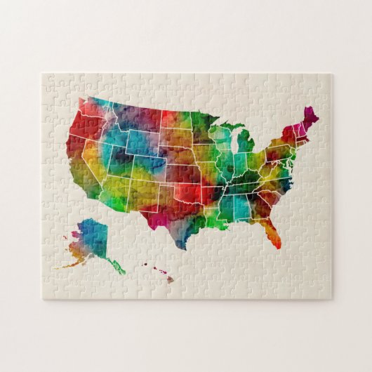 US Waterverf Map Legpuzzel (Horizontaal)