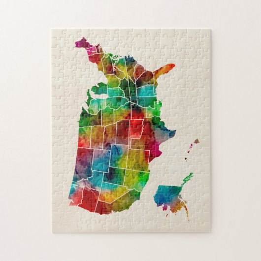 US Waterverf Map Legpuzzel (Verticaal)