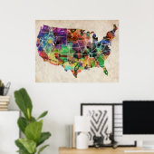 US Waterverf Map Poster (Thuiskantoor)