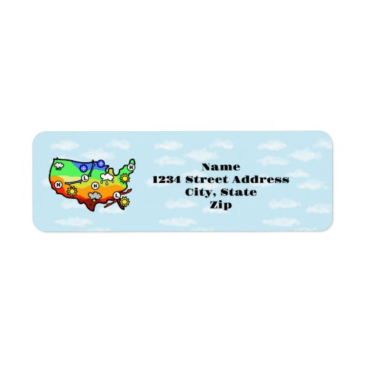 US Weather Forecast Map Return Address Labels (Voorkant)