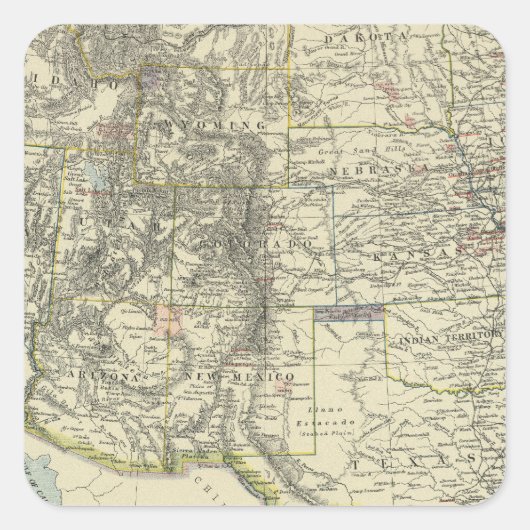 US WESTERN VIERKANTE STICKER (Voorkant)