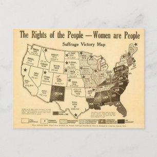  US Women's Suffrage Map (1919) Briefkaart