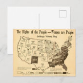  US Women's Suffrage Map (1919) Briefkaart (Voorkant / Achterkant)
