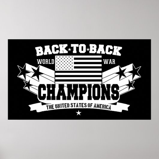 US World War Champions Black & White Poster (Voorkant)