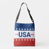 USA 1776 2026 250ste Jubileum Rood Wit Blauw Crossbody Tas (Achterkant)