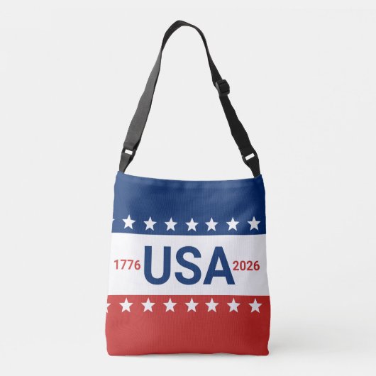 USA 1776 2026 250ste Jubileum Rood Wit Blauw Crossbody Tas (Achterkant)