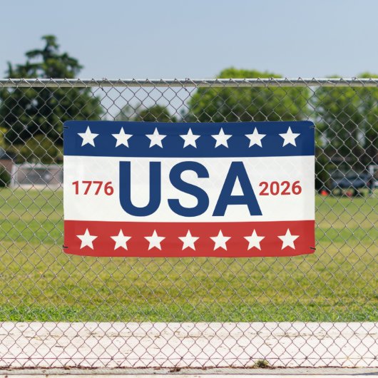 USA 1776 2026 250ste Jubileum Rood Wit Blauw Spandoek (Insitu)