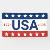USA 1776 2026 250ste Jubileum Rood Wit Blauw Spandoek (Horizontaal)