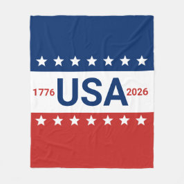 USA 1776 2026 250th Anniversary Red White Blue Fleece Deken