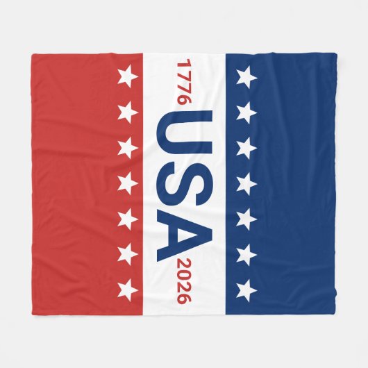USA 1776 2026 250th Anniversary Red White Blue Fleece Deken (Voorkant (Horizontaal))