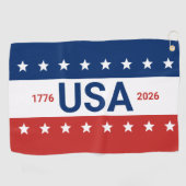 USA 1776 2026 250th Anniversary Red White Blue Golfhanddoek (Horizontaal)