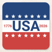 USA 1776 2026 250th Anniversary Red White Blue Kartonnen Onderzetters (Voorkant)