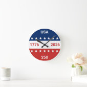 USA 1776 2026 250th Anniversary Red White Blue Ronde Klok (Huis)