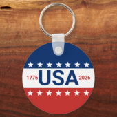 USA 1776 2026 250th Anniversary Red White Blue Sleutelhanger (Achterkant)