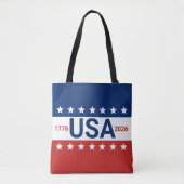 USA 1776 2026 250th Anniversary Red White Blue Tote Bag (Voorkant)