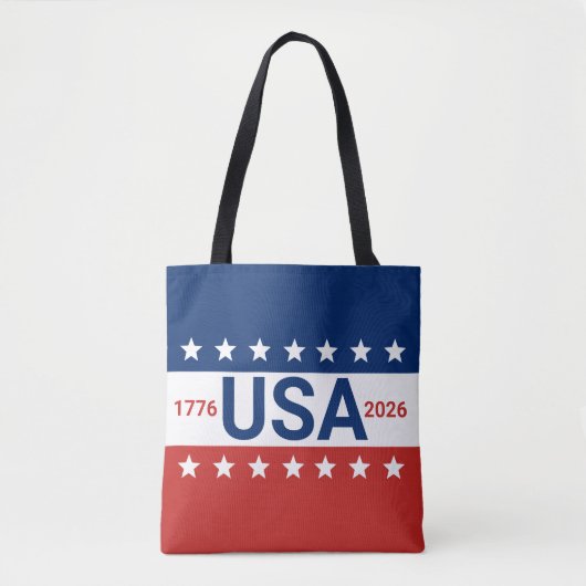 USA 1776 2026 250th Anniversary Red White Blue Tote Bag (Voorkant)