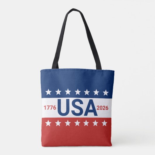 USA 1776 2026 250th Anniversary Red White Blue Tote Bag (Achterkant)