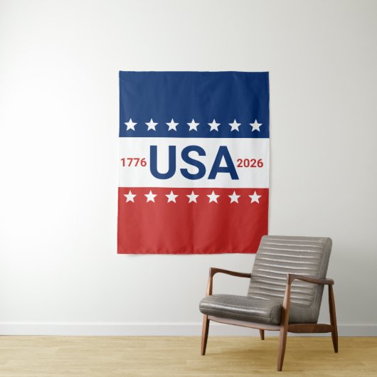 USA 1776 2026 250th Anniversary Red White Blue Wandkleed (In situ)