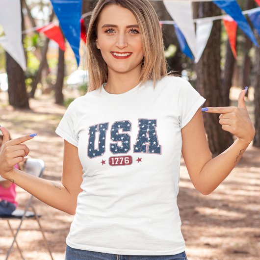 USA 1776" 4th of July – Navy Blue & Red Tones 4th Tri-Blend Shirt