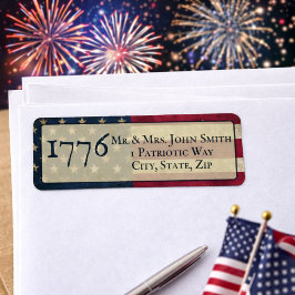  USA 1776 American Flag Return Address Etiket