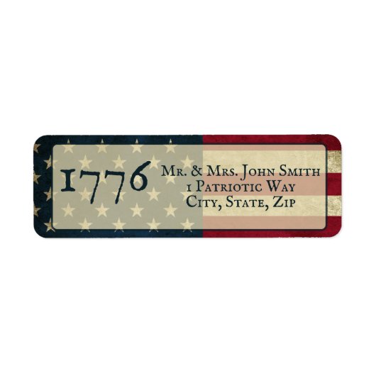  USA 1776 American Flag Return Address Etiket (Voorkant)