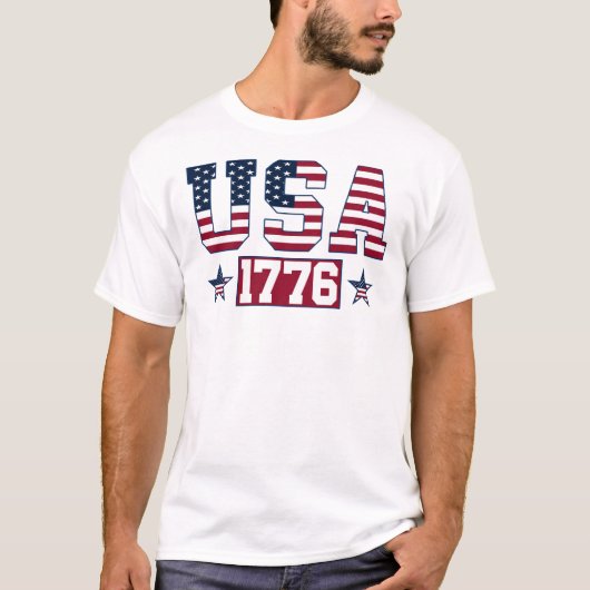 USA 1776 Amerikaanse vlag Onafhankelijkheidsdag 4  T-shirt (Voorkant)