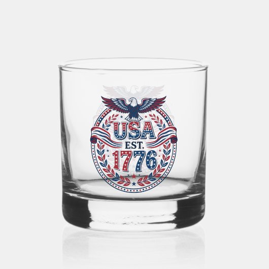 USA 1776 Erfgoed Embleem Whisky Glas (Voorkant)