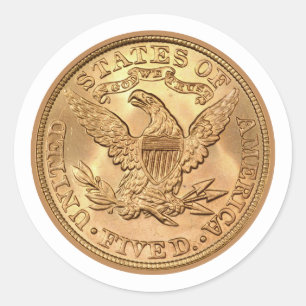 USA 1895 $5 Liberty Half Eagle Gouden Munt Classic Ronde Sticker