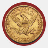 USA 1895 $5 Liberty Half Eagle Gouden Munt Ronde Sticker (Voorkant)