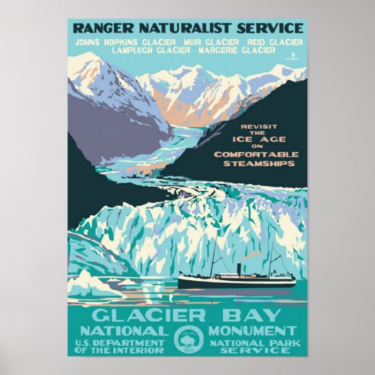 "USA: 1925/Today Alaska - GLACIER BAY Monument... Poster (Voorkant)